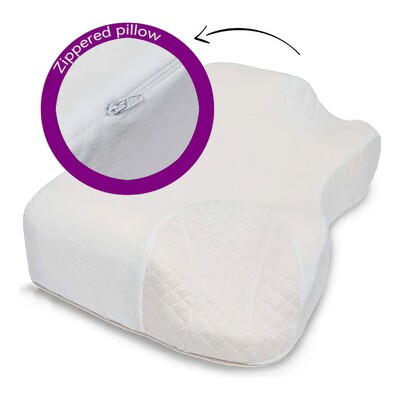 ResMed Contoured Memory Foam Pillow with Travel Bag (Ideal for Side Sleepers)