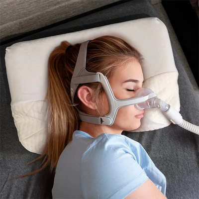 ResMed Contoured Memory Foam Pillow with Travel Bag (Ideal for Side Sleepers)