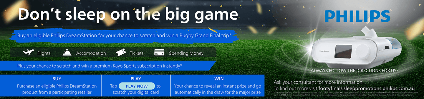 Philips DreamStation Rugby Grand Final trip Promotion 2026