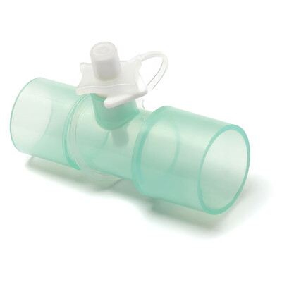 Straight connector 22M to 22F with 6mm OD Stem Oxygen Port for Oxygen Therapy