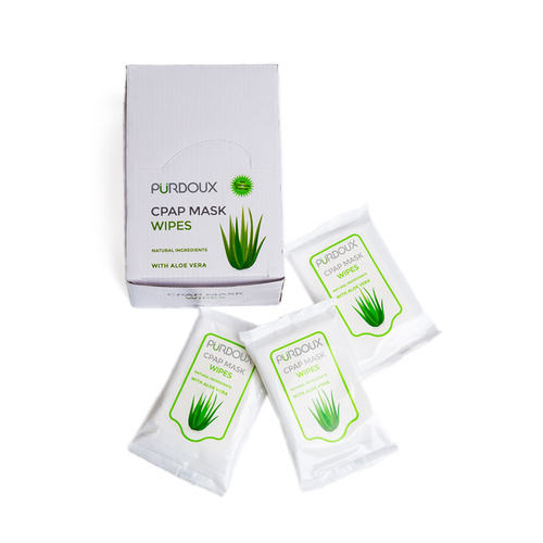 Purdoux  CPAP Mask Wipes with Aloe Vera - Box 12 Handy Packs