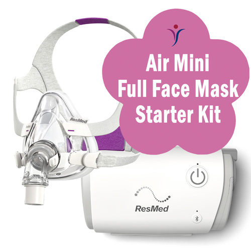 ResMed AirMini & AirFit F20 Full Face Mask Bedside Starter Kit - for Her MED 